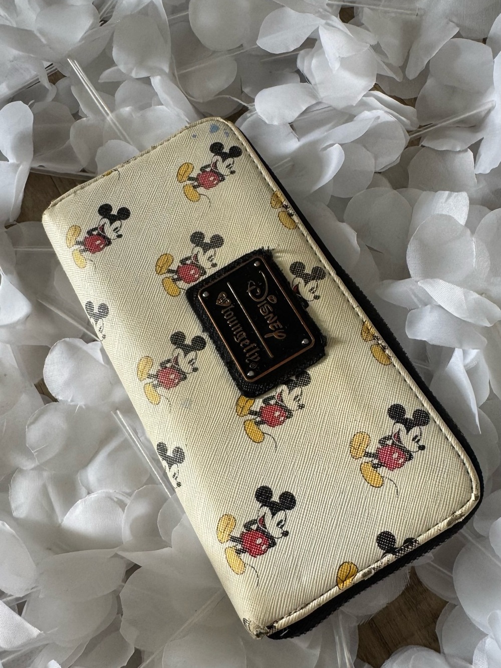 Loungefly Cream Mickey Mouse Zip Wallet with Red & Yellow Accents